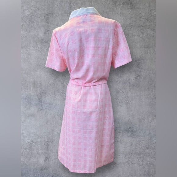 Vintage Pink Plaid House Dress by Housin Around - Picture 2 of 9